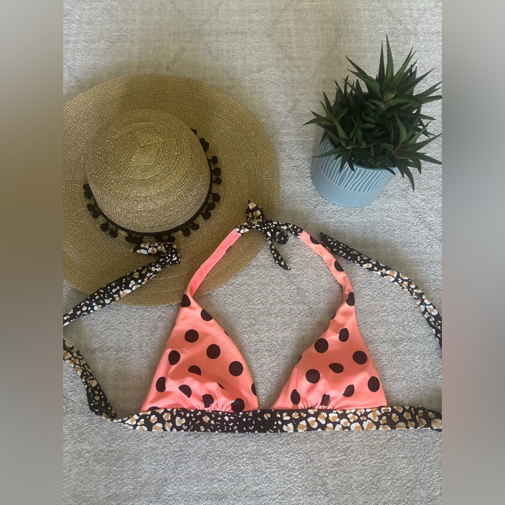 Victoria Secret orange/Pink Polka Dot Bikini Top